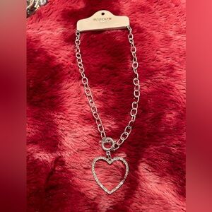Beautiful heart bling necklace stainless steel silver
